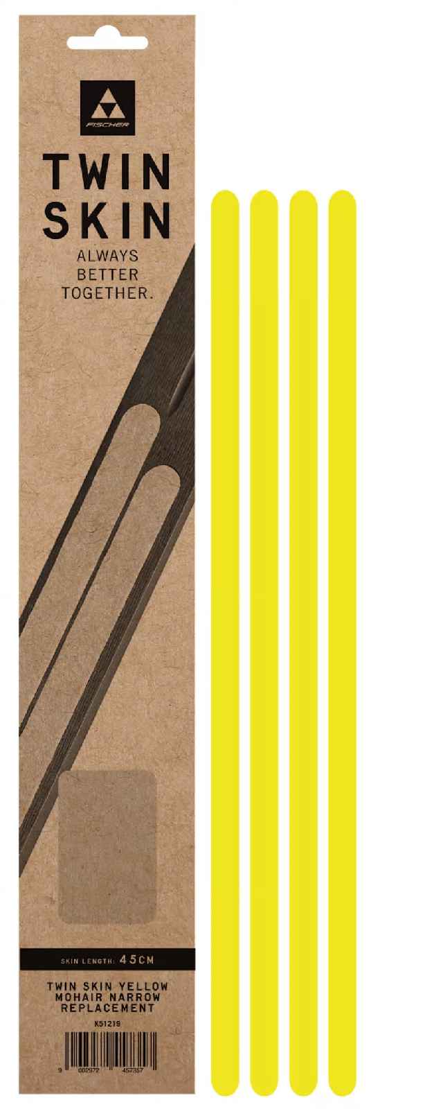 Peaux Fischer Twin Skin Yellow Mohair 37cm Narrow